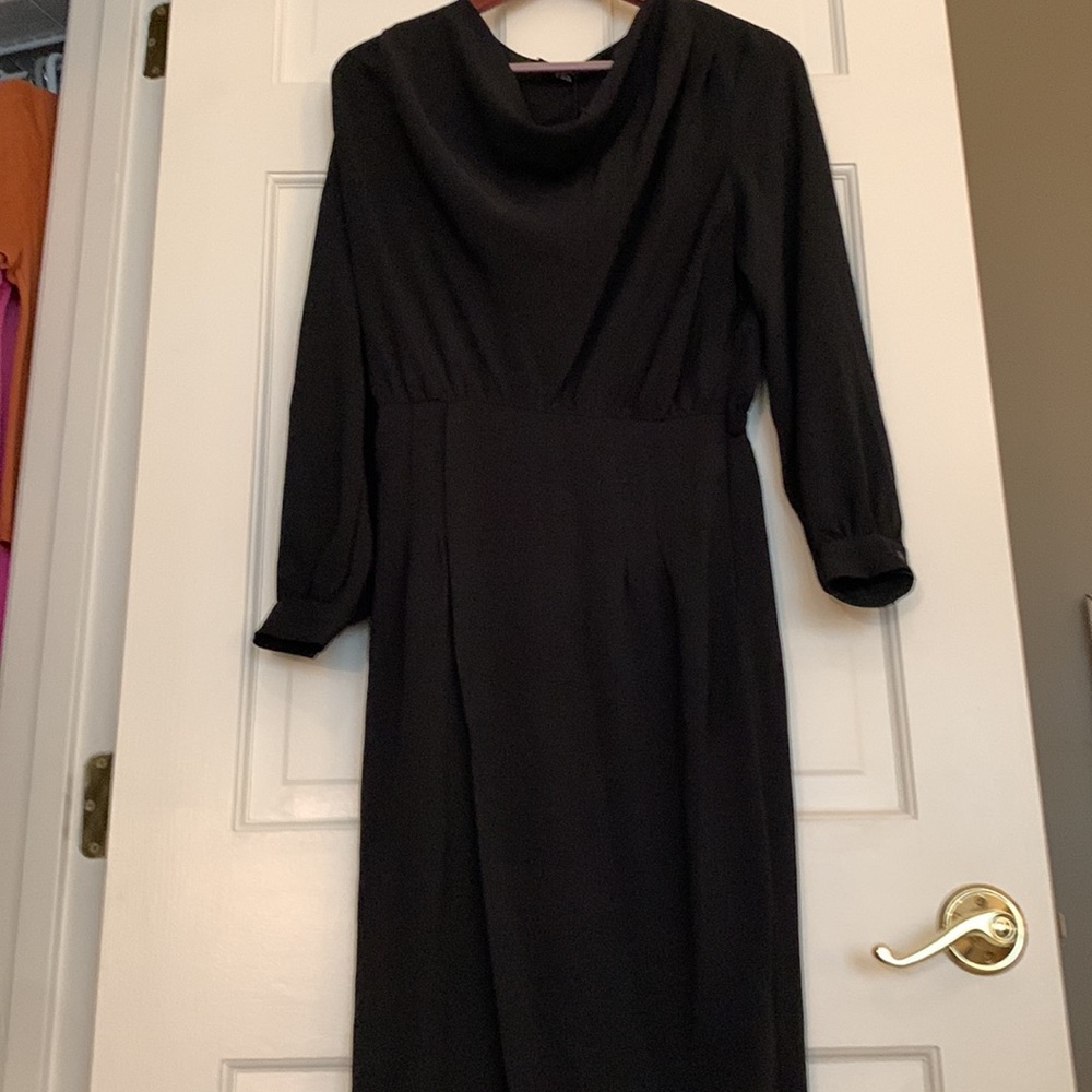 Zara black midi cowl neck dress Size Small